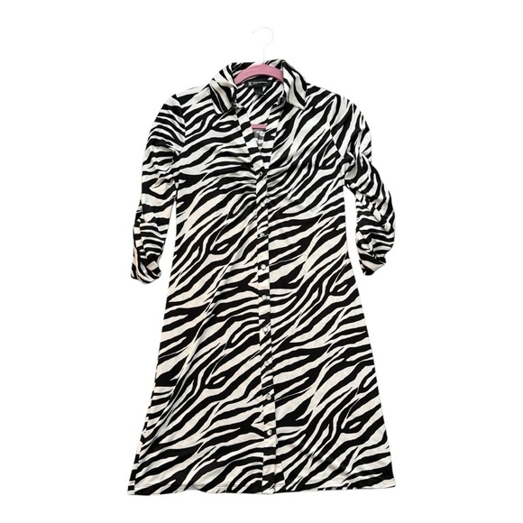 INC International Concepts Dresses & Skirts - INC Zebra Print Rhinestone Button Shirt Dress